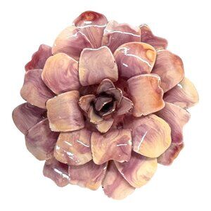 3D Enameled Layered Pink Swirl Flower Carnation Vintage Gold Flower Brooch Pin